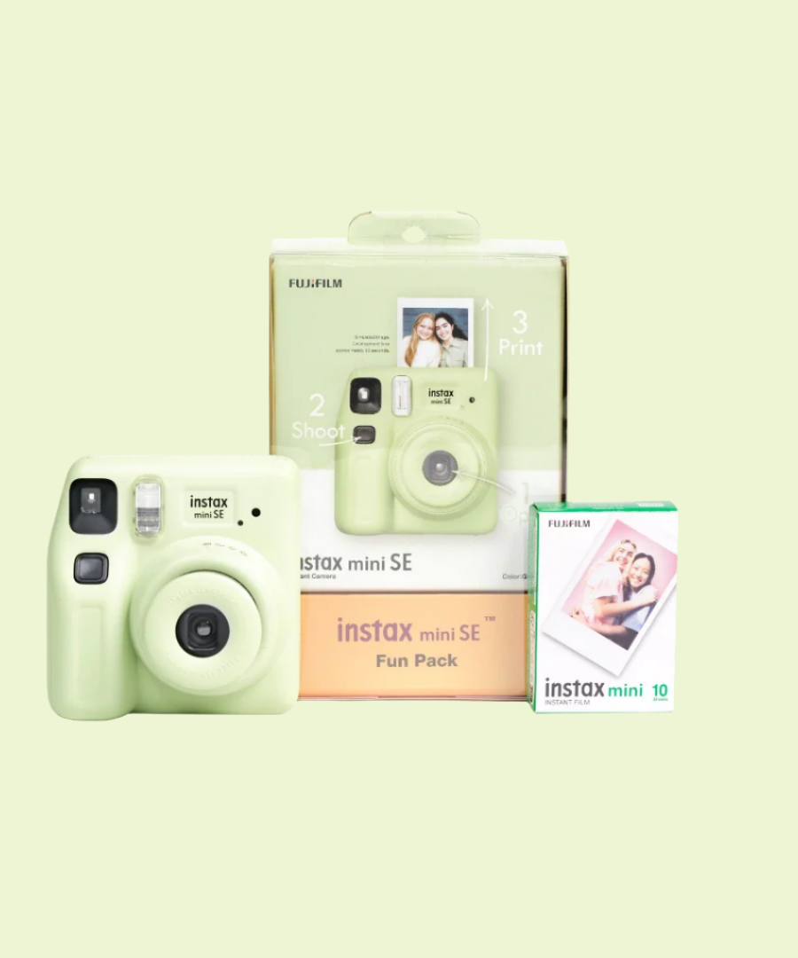 Fujifilm Instax Mini SE Instant Camera Fun Pack with Glossy Film – Stylish & Compact Instant Photo Bundle | Perfect for Gifting | Includes Film Pack & Accessories - MINIMEE KIDS