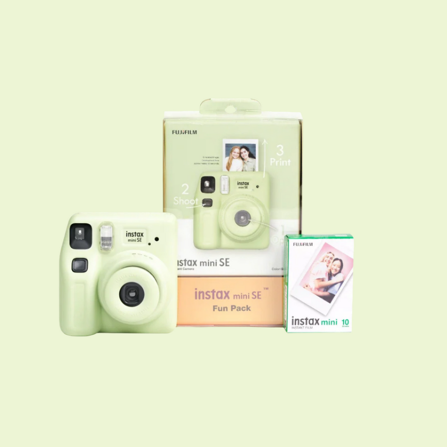 Fujifilm Instax Mini SE Instant Camera Fun Pack with Glossy Film – Stylish & Compact Instant Photo Bundle | Perfect for Gifting | Includes Film Pack & Accessories