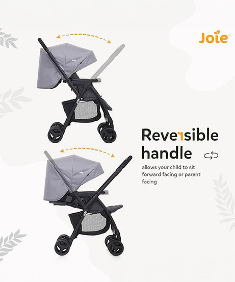 Joie Mirus Compact Stroller - Dark Pewter | From Newborn to 3 Years (Up to 15kg) | With Reversible Handle Lightweight and Versatile - MINIMEE KIDS
