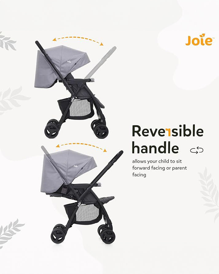 Joie Mirus Compact Stroller - Dark Pewter | From Newborn to 3 Years (Up to 15kg) | With Reversible Handle Lightweight and Versatile - MINIMEE KIDS