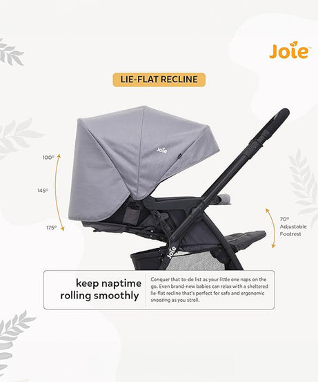 Joie Mirus Compact Stroller - Dark Pewter | From Newborn to 3 Years (Up to 15kg) | With Reversible Handle Lightweight and Versatile - MINIMEE KIDS