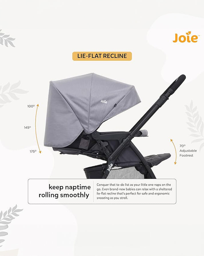Joie Mirus Compact Stroller - Dark Pewter | From Newborn to 3 Years (Up to 15kg) | With Reversible Handle Lightweight and Versatile - MINIMEE KIDS