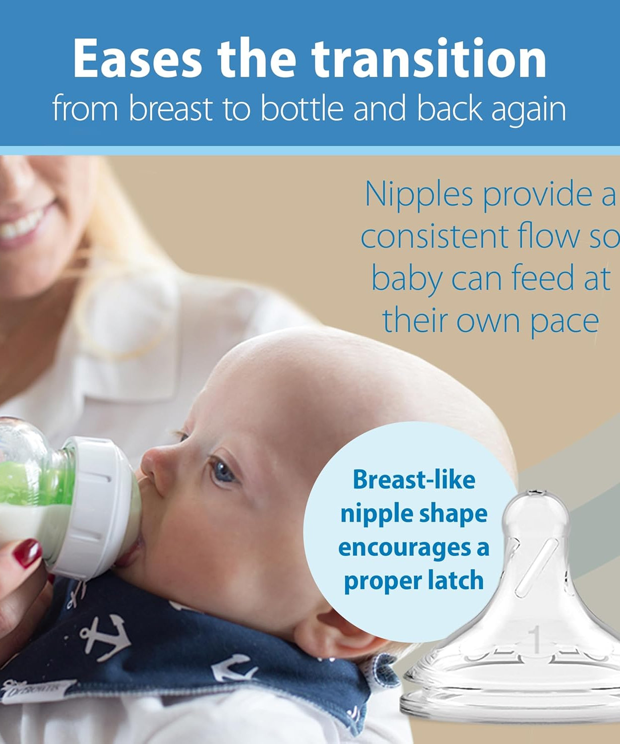 Dr. Brown’s Natural Flow Anti-Colic Options+ Wide-Neck Glass Baby Bottles 270ml (9 oz), 3-Pack | With Level 1 Slow Flow Nipple | 0M+ Newborn Feeding Bottle | Breastfeeding-Friendly, BPA-Free Glass Bottle