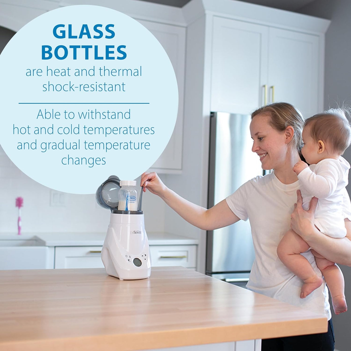 Dr. Brown’s Natural Flow Anti-Colic Options+ Wide-Neck Glass Baby Bottles 270ml (9 oz), 3-Pack | With Level 1 Slow Flow Nipple | 0M+ Newborn Feeding Bottle | Breastfeeding-Friendly, BPA-Free Glass Bottle