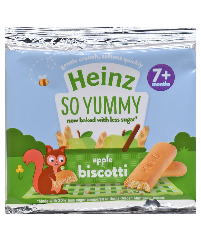 Heinz So Yummy Apple Biscotti for Babies 7+ Months – 60g Soft Baked Finger Food | Baby-Led Weaning Snack with Gentle Crunch | No Artificial Flavours or Preservatives - MINIMEE KIDS