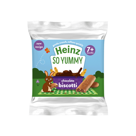 Heinz So Yummy Chocolate Biscotti for Babies 7+ Months | Softens Quickly | Ideal for Baby-Led Weaning | 60g Snack Pack