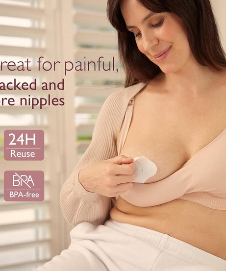 Momcozy Hydrogel Breast Pads with Lanolin – Cooling Relief for Sore and Cracked Nipples, Moisturizing and Repairing – Pack of 6