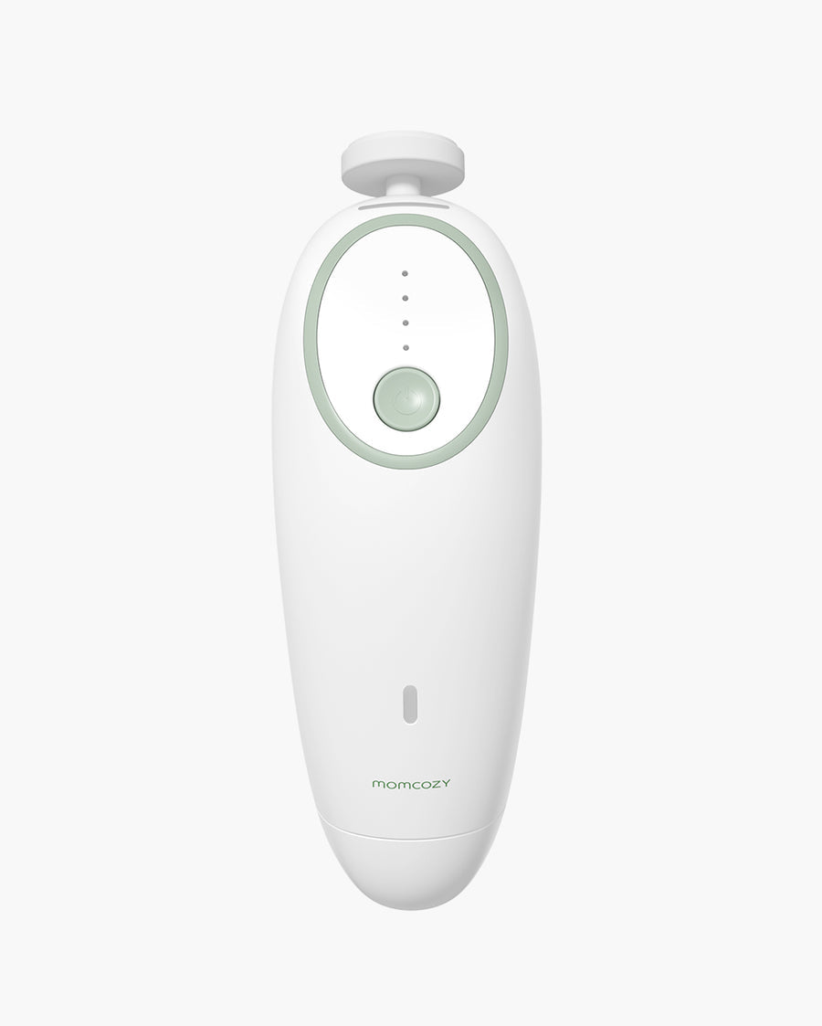 Momcozy Electric Baby Nail File Kit NC02 - Whisper Quiet Low Noise Trimmer with 360° Fog LED Light, 4 Adjustable Speeds, Rechargeable Battery, and Safe Grinding Pads for Gentle Baby Nail Care