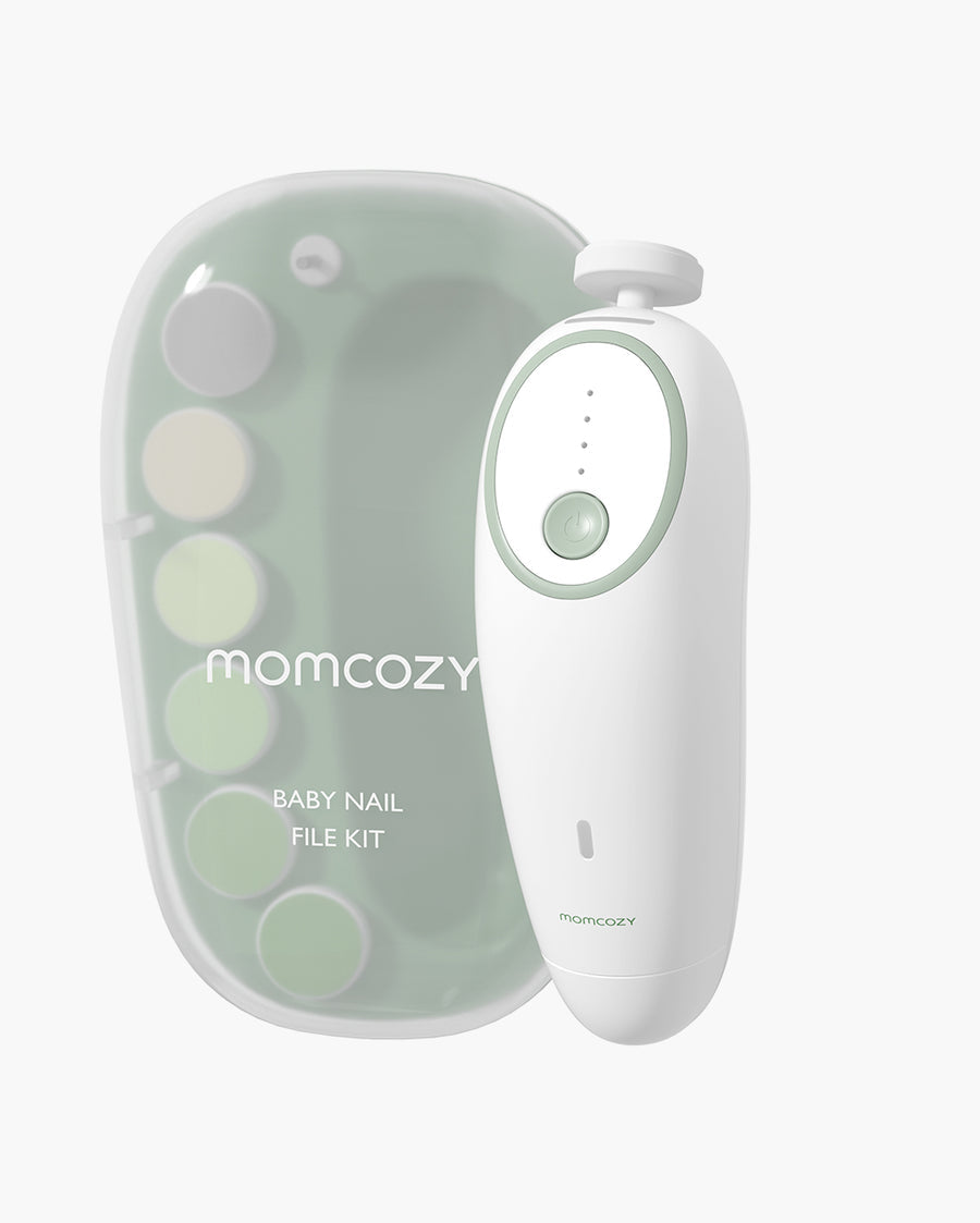 Momcozy Electric Baby Nail File Kit NC02 - Whisper Quiet Low Noise Trimmer with 360° Fog LED Light, 4 Adjustable Speeds, Rechargeable Battery, and Safe Grinding Pads for Gentle Baby Nail Care