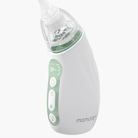 Momcozy I am Baby Nasal Aspirator BN02 with 65 Kpa Strong Suction, Self-Cleaning Function, Soothing Lullabies, Tricolor Light & BPA-Free Design for Gentle Baby Nose Care