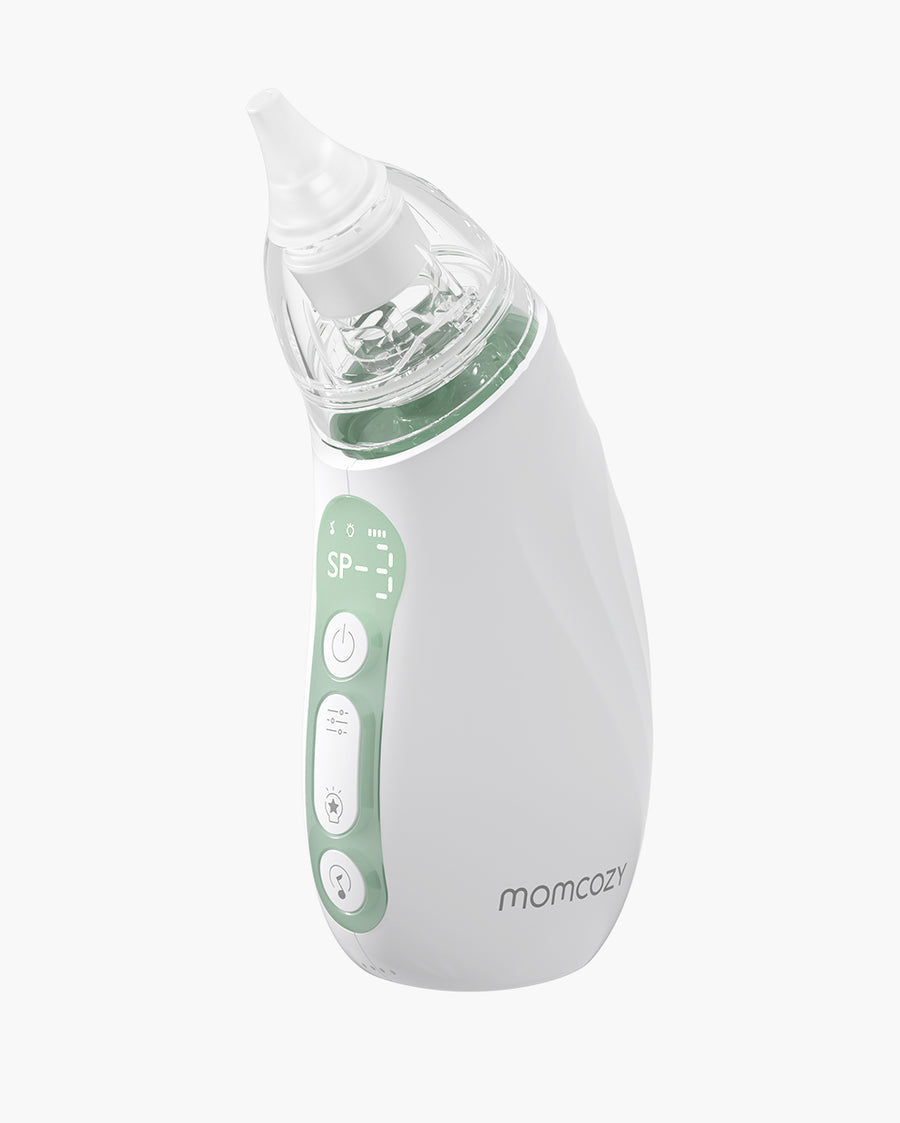 Momcozy I am Baby Nasal Aspirator BN02 with 65 Kpa Strong Suction, Self-Cleaning Function, Soothing Lullabies, Tricolor Light & BPA-Free Design for Gentle Baby Nose Care