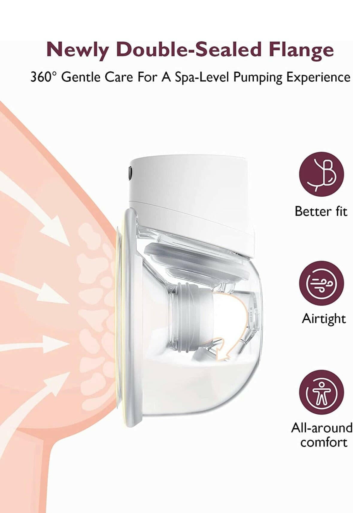 Momcozy S12 Pro Wearable Single Electric Breast Pump – Hands-Free, 24mm, White, Silent & Portable with 3 Modes, 9 Suction Levels, Leakproof Design, Rechargeable & BPA-Free