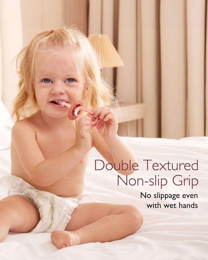 Momcozy 360° Silicone Ultra-Soft Toothbrush for 12+ Months – Gentle and Effective Oral Care for Babies - Color May Vary (As per Availability)