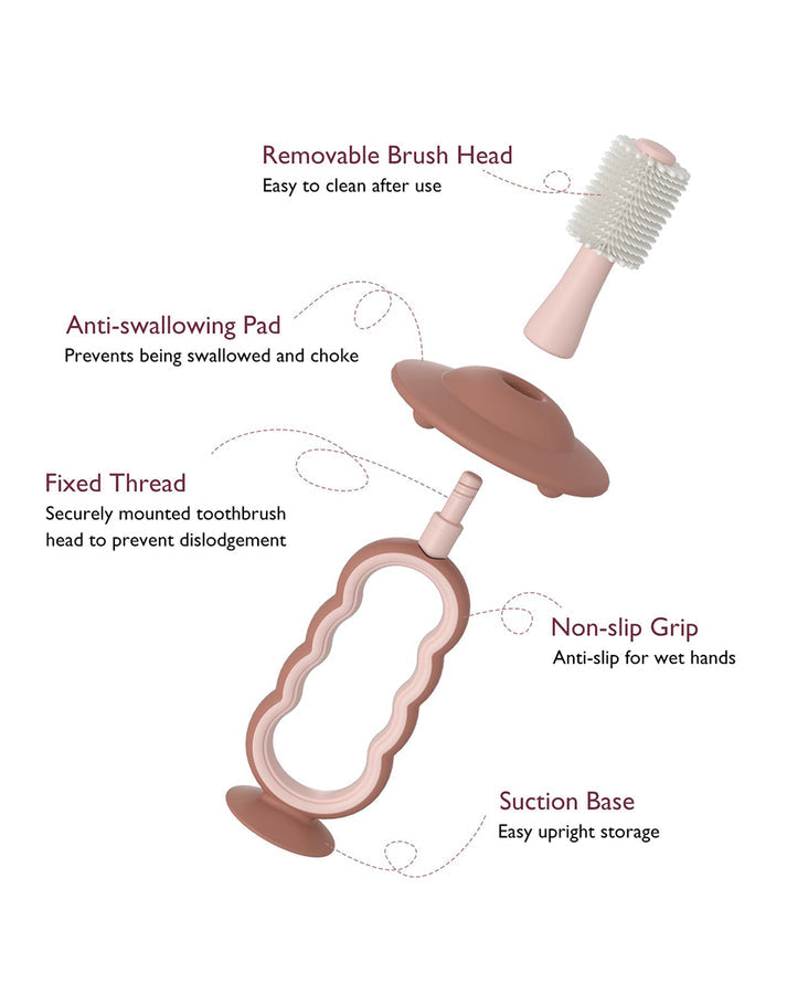 Momcozy 360° Silicone Ultra-Soft Toothbrush for 12+ Months – Gentle and Effective Oral Care for Babies - Color May Vary (As per Availability)