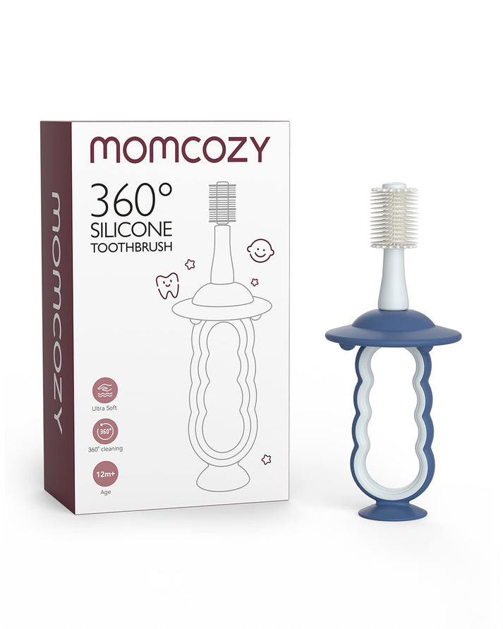 Momcozy 360° Silicone Ultra-Soft Toothbrush for 12+ Months – Gentle and Effective Oral Care for Babies - Color May Vary (As per Availability)