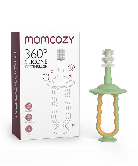 Momcozy 360° Silicone Ultra-Soft Toothbrush for 12+ Months – Gentle and Effective Oral Care for Babies - Color May Vary (As per Availability)