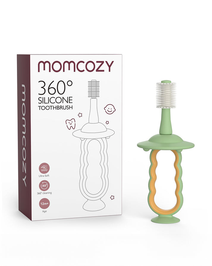 Momcozy 360° Silicone Ultra-Soft Toothbrush for 12+ Months – Gentle and Effective Oral Care for Babies - Color May Vary (As per Availability)
