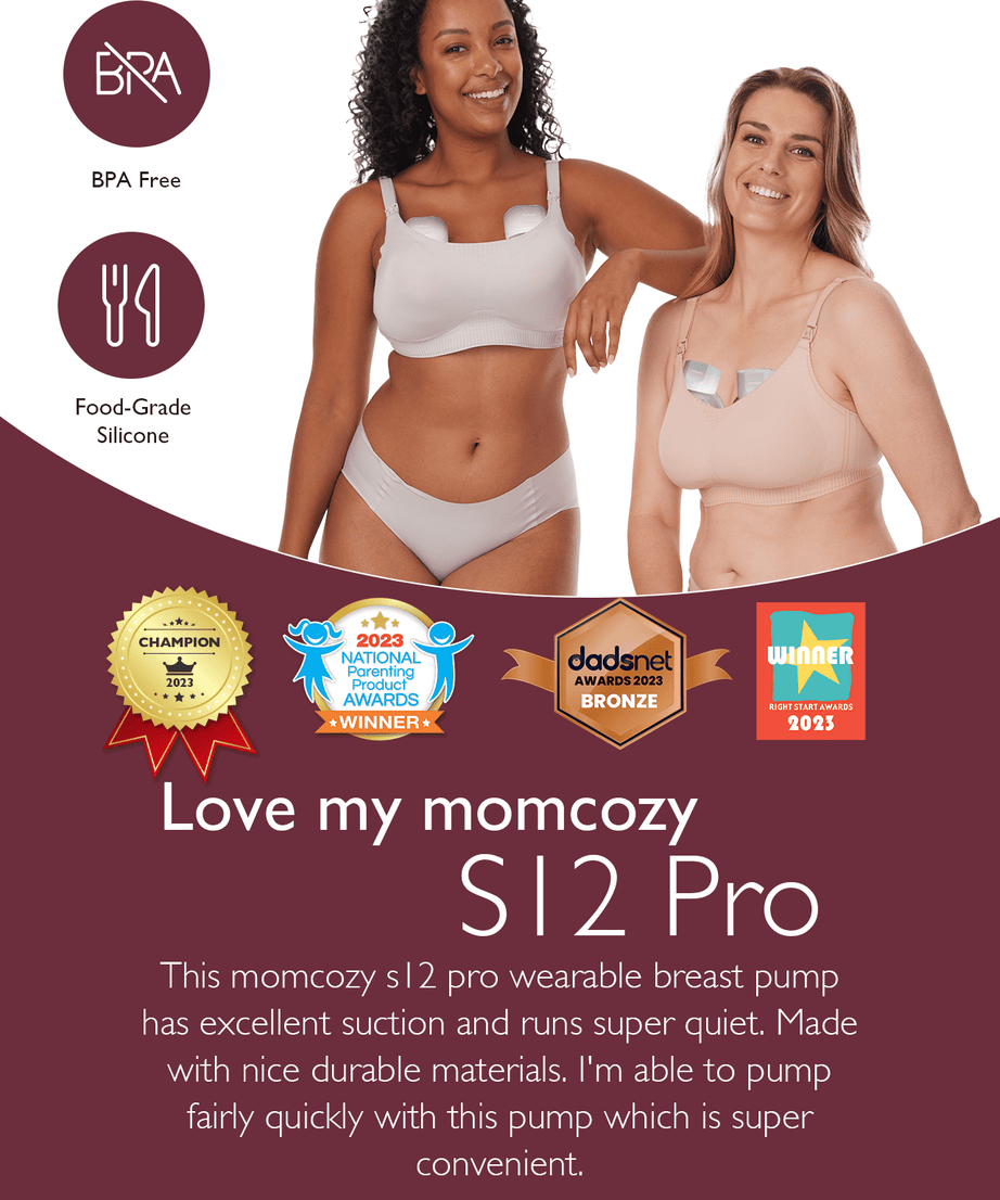 Momcozy Wearable Breast Pump S12 Pro | Dual Pump – 3 Modes, 9 Suction Levels, Double-Sealed Flange, LED Display & Silent Operation for Hands-Free Pumping