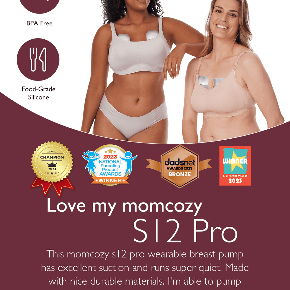 Momcozy Wearable Breast Pump S12 Pro | Dual Pump – 3 Modes, 9 Suction Levels, Double-Sealed Flange, LED Display & Silent Operation for Hands-Free Pumping