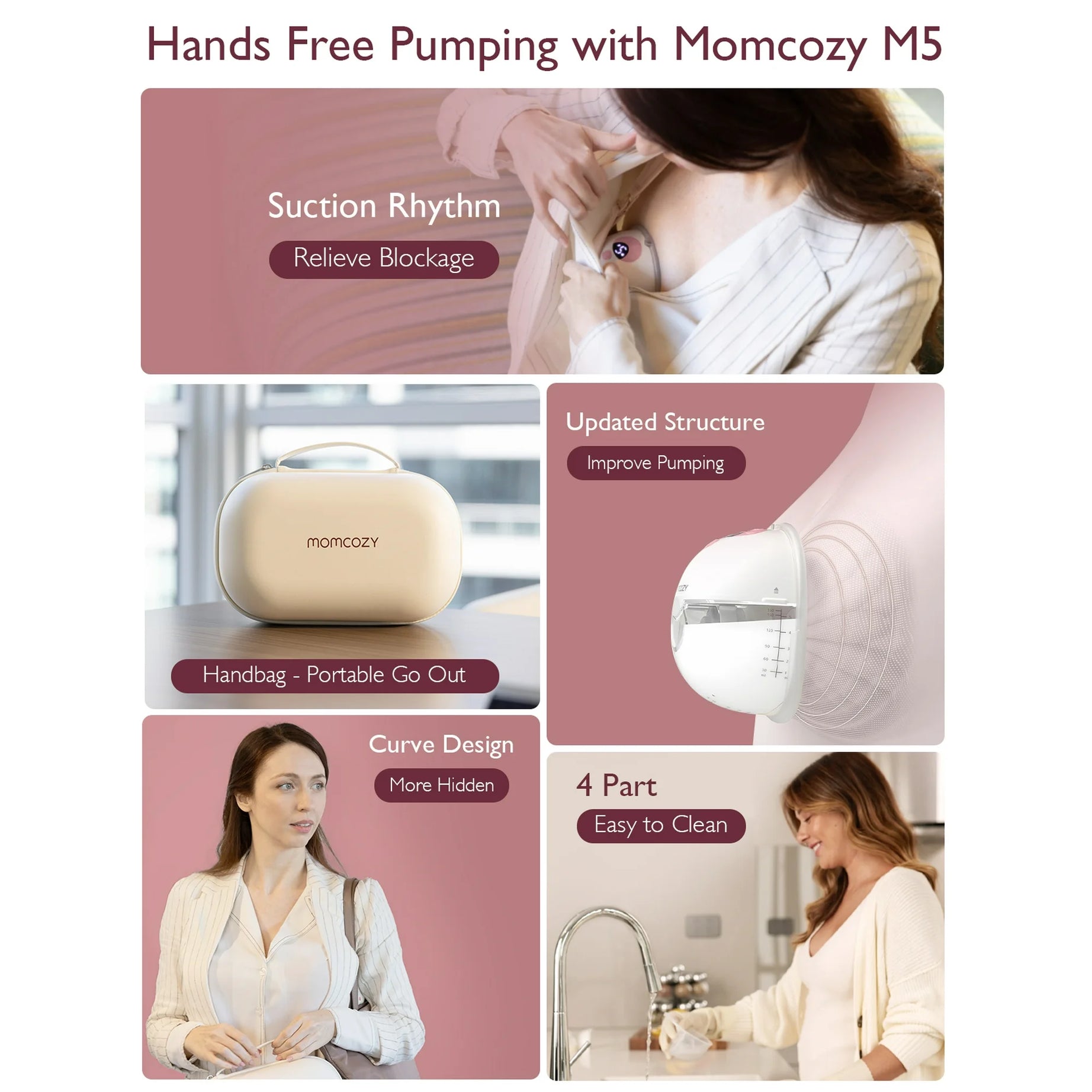 Momcozy M5 Wearable Breast Pump - 2 Pumps | Electric, Painless, Portable & Discreet Pumping Solution