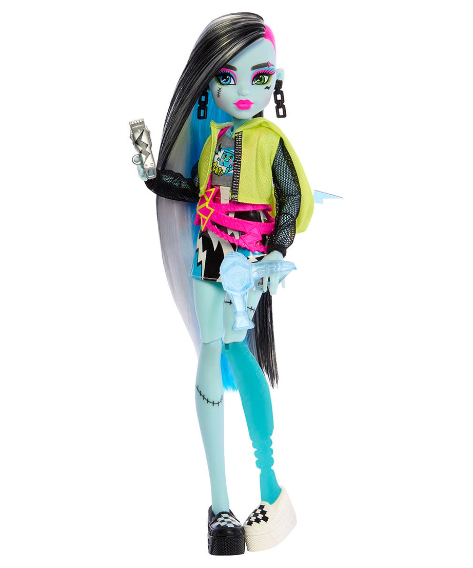 Monster High Skulltimate Secrets: Neon Frights Frankie Stein Doll Set | 125+ Looks, Glow-in-the-Dark Accessories & 19+ Surprises | Coffin Locker Storage for Kids Age 4+