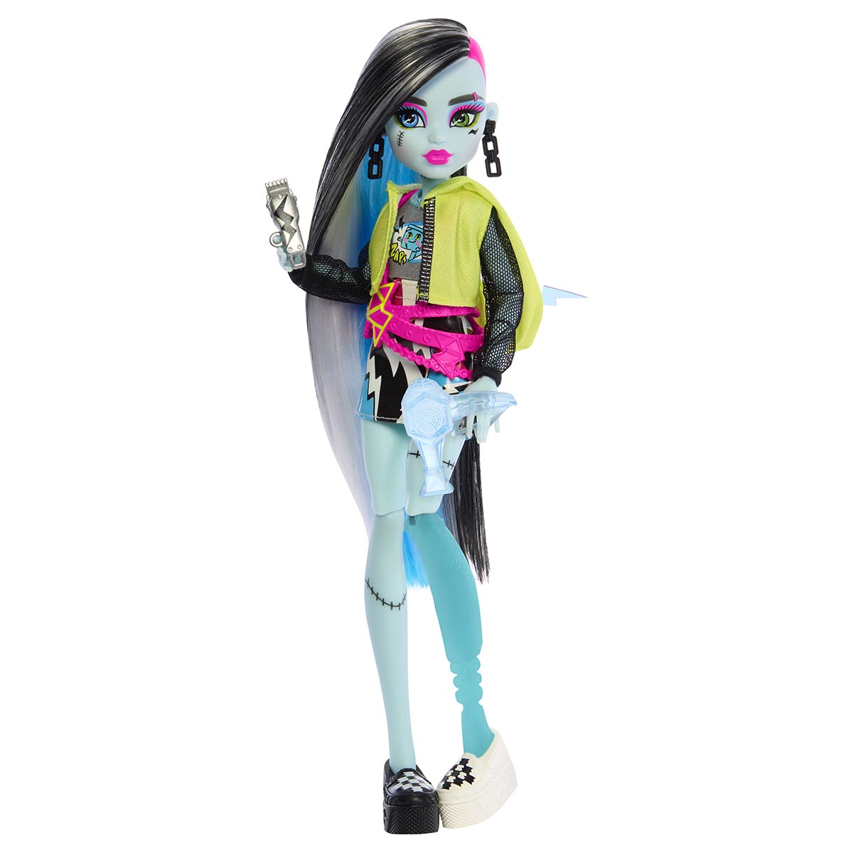 Monster High Skulltimate Secrets: Neon Frights Frankie Stein Doll Set | 125+ Looks, Glow-in-the-Dark Accessories & 19+ Surprises | Coffin Locker Storage for Kids Age 4+