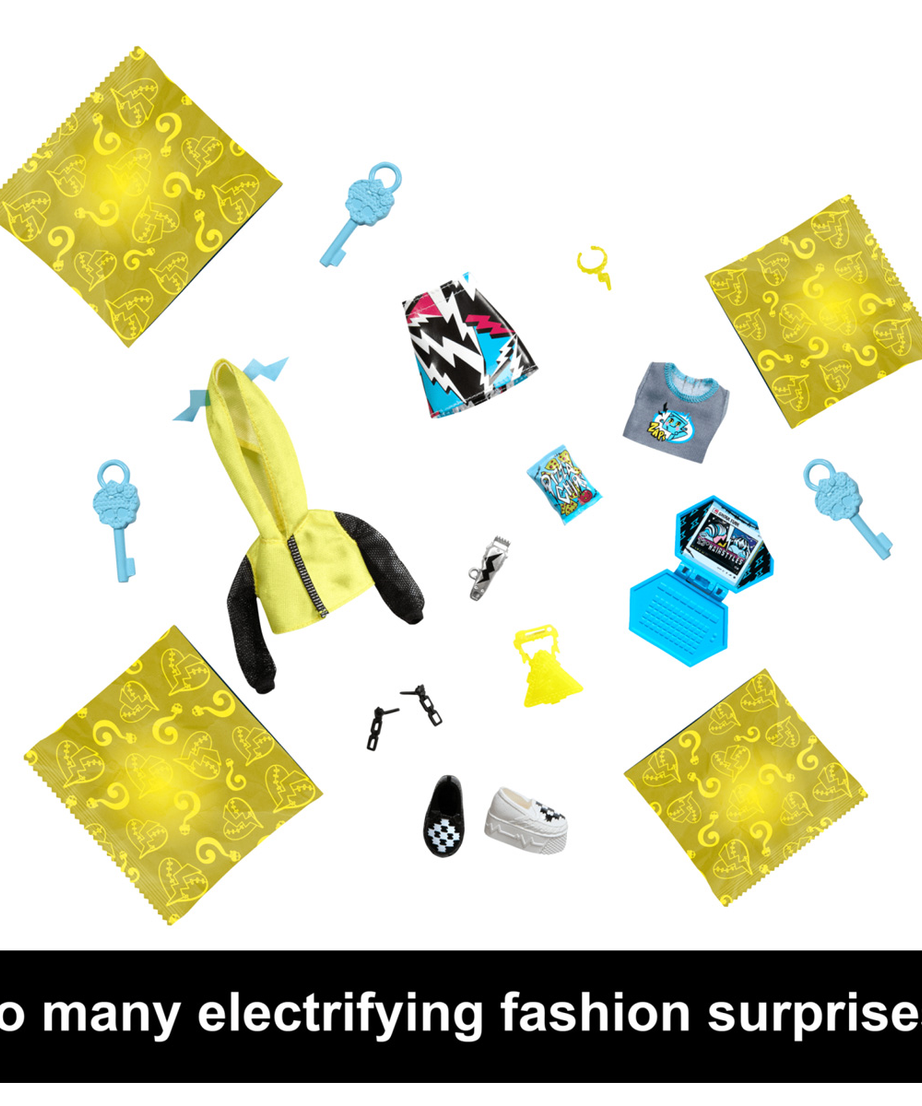 Monster High Skulltimate Secrets: Neon Frights Frankie Stein Doll Set | 125+ Looks, Glow-in-the-Dark Accessories & 19+ Surprises | Coffin Locker Storage for Kids Age 4+