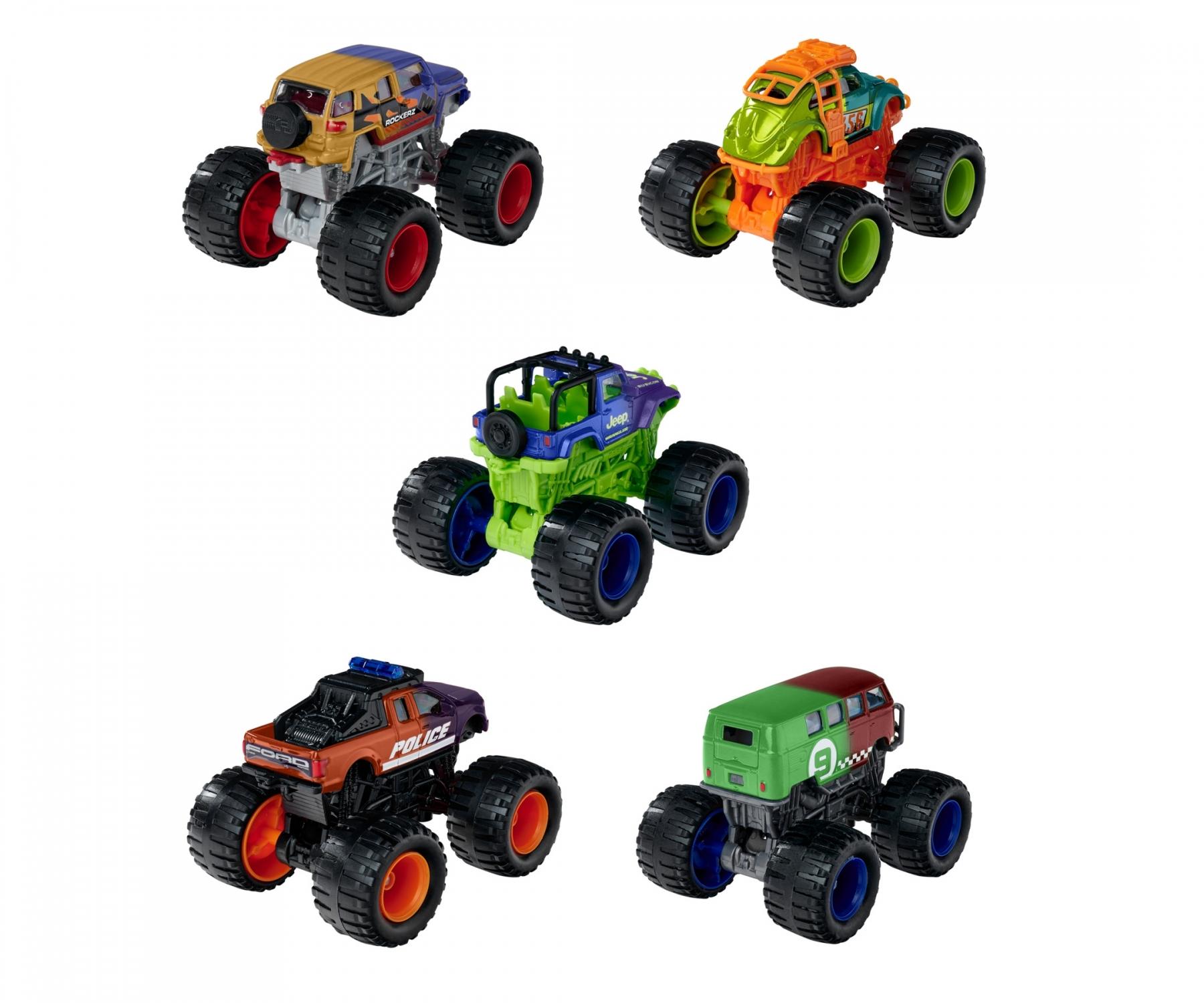 Majorette Monster Rockerz Color Changers – Volkswagen Beetle, Ford F-150 Raptor, Jeep Wrangler, Volkswagen T1, Toyota FJ Cruiser | 1 Random Monster Truck with Metal Body, Suspension & Color-Changing Paint | 3+ Years