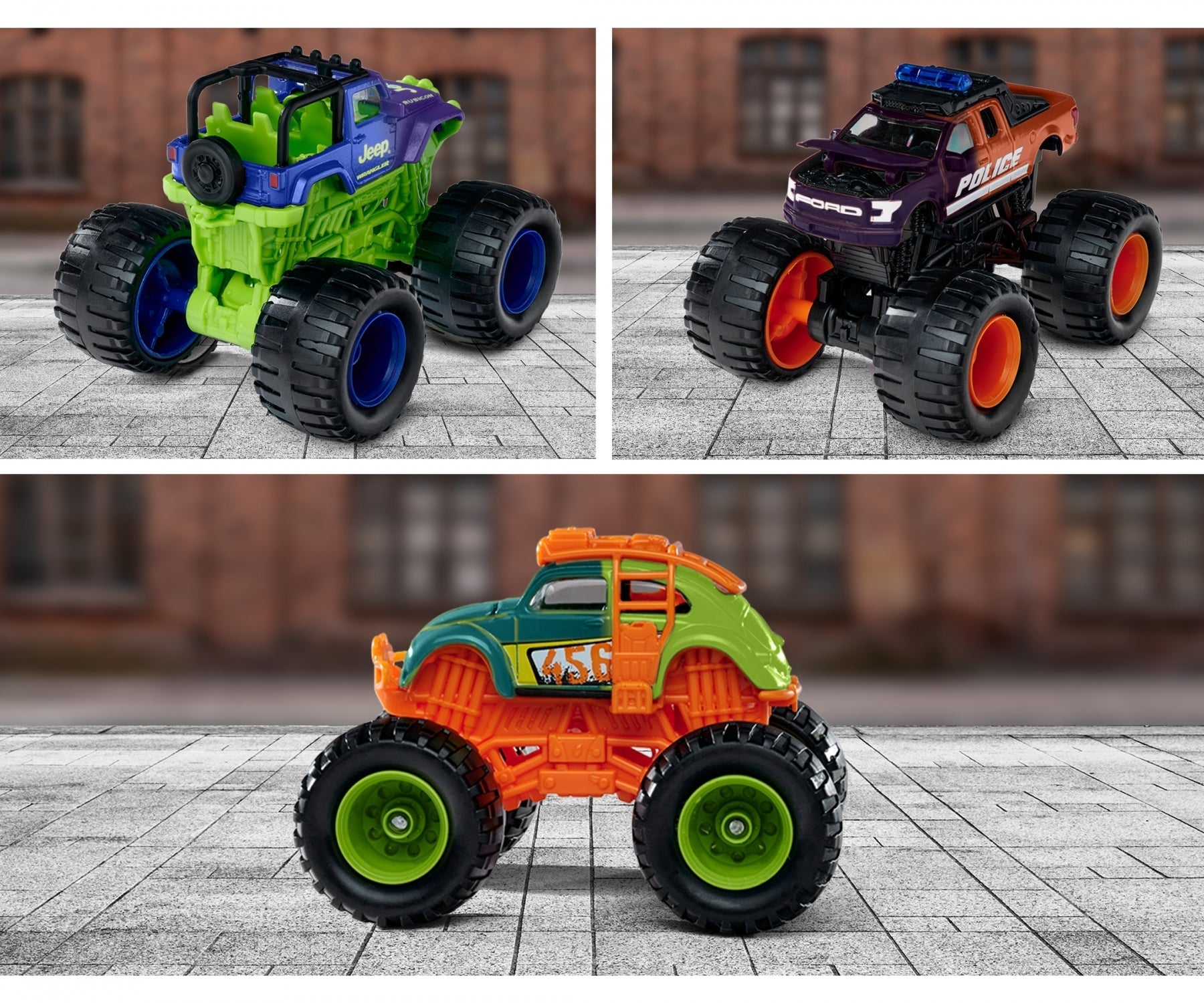 Majorette Monster Rockerz Color Changers – Volkswagen Beetle, Ford F-150 Raptor, Jeep Wrangler, Volkswagen T1, Toyota FJ Cruiser | 1 Random Monster Truck with Metal Body, Suspension & Color-Changing Paint | 3+ Years