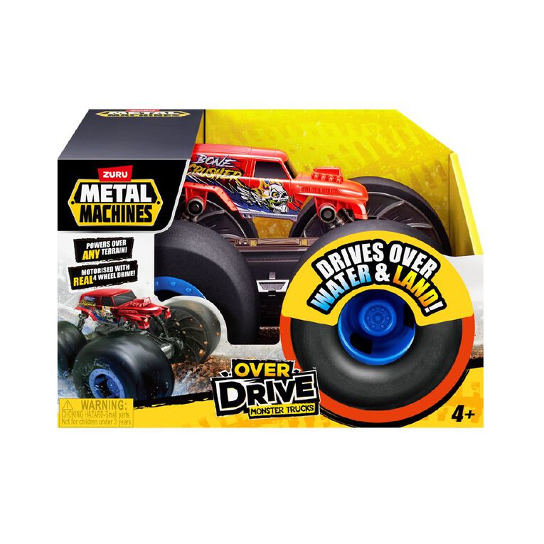 Zuru Metal Machines 6799 Over Drive Monster Truck 1:20 Scale - Battery Powered, All-Terrain, Water-Driving, Flips, 4WD, Toy for Boys and Girls | 1 piece Selected Randomly