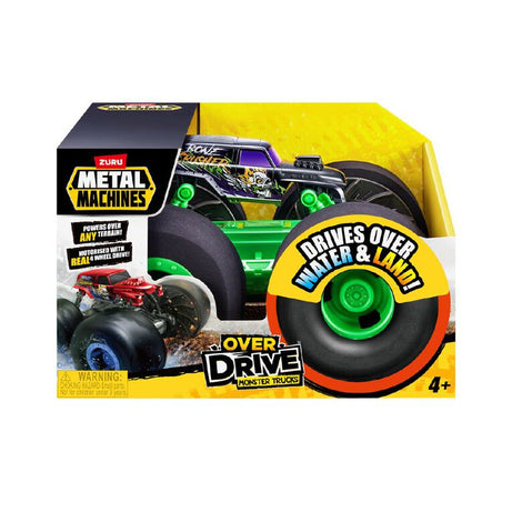 Zuru Metal Machines 6799 Over Drive Monster Truck 1:20 Scale - Battery Powered, All-Terrain, Water-Driving, Flips, 4WD, Toy for Boys and Girls | 1 piece Selected Randomly