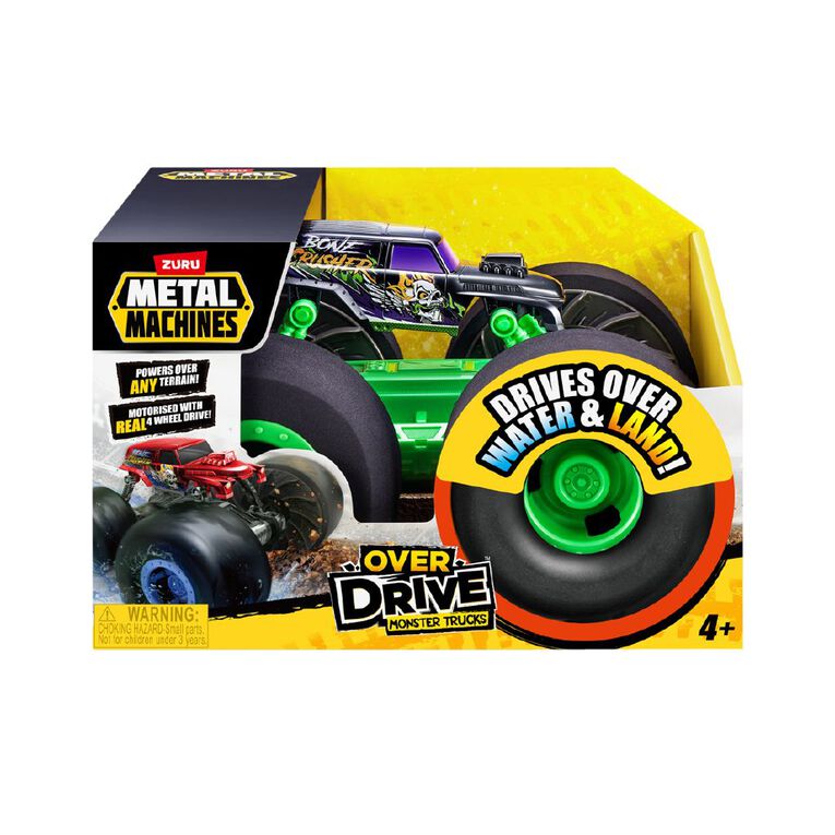 Zuru Metal Machines 6799 Over Drive Monster Truck 1:20 Scale - Battery Powered, All-Terrain, Water-Driving, Flips, 4WD, Toy for Boys and Girls | 1 piece Selected Randomly
