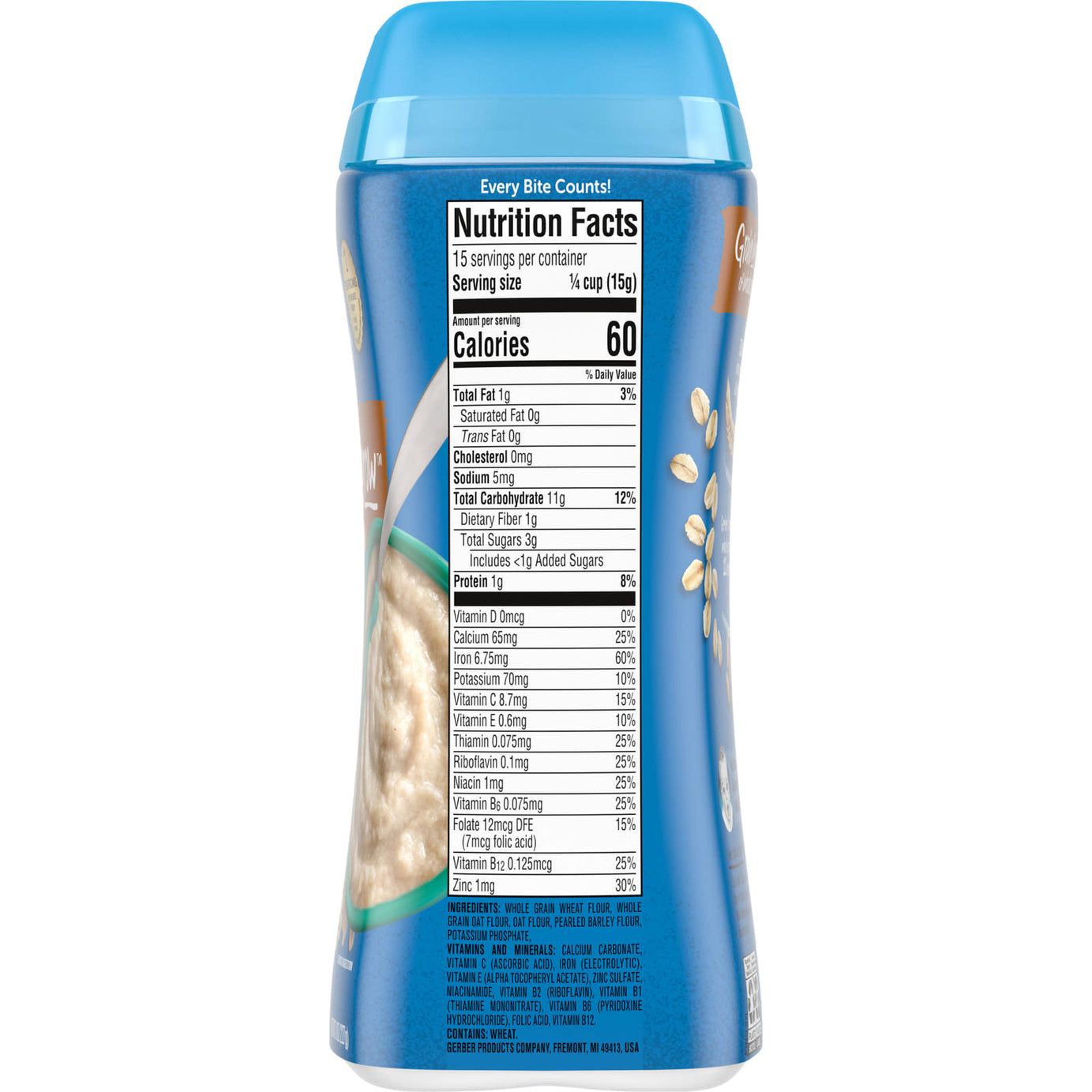 Gerber Grain & Grow Multigrain Cereal for Sitter Babies 2nd Foods | 227g | Pediatrician Recommended Infant Cereal | 11g Whole Grains | 60% DV Iron | Non-GMO & Kosher | BPA-Free Packaging