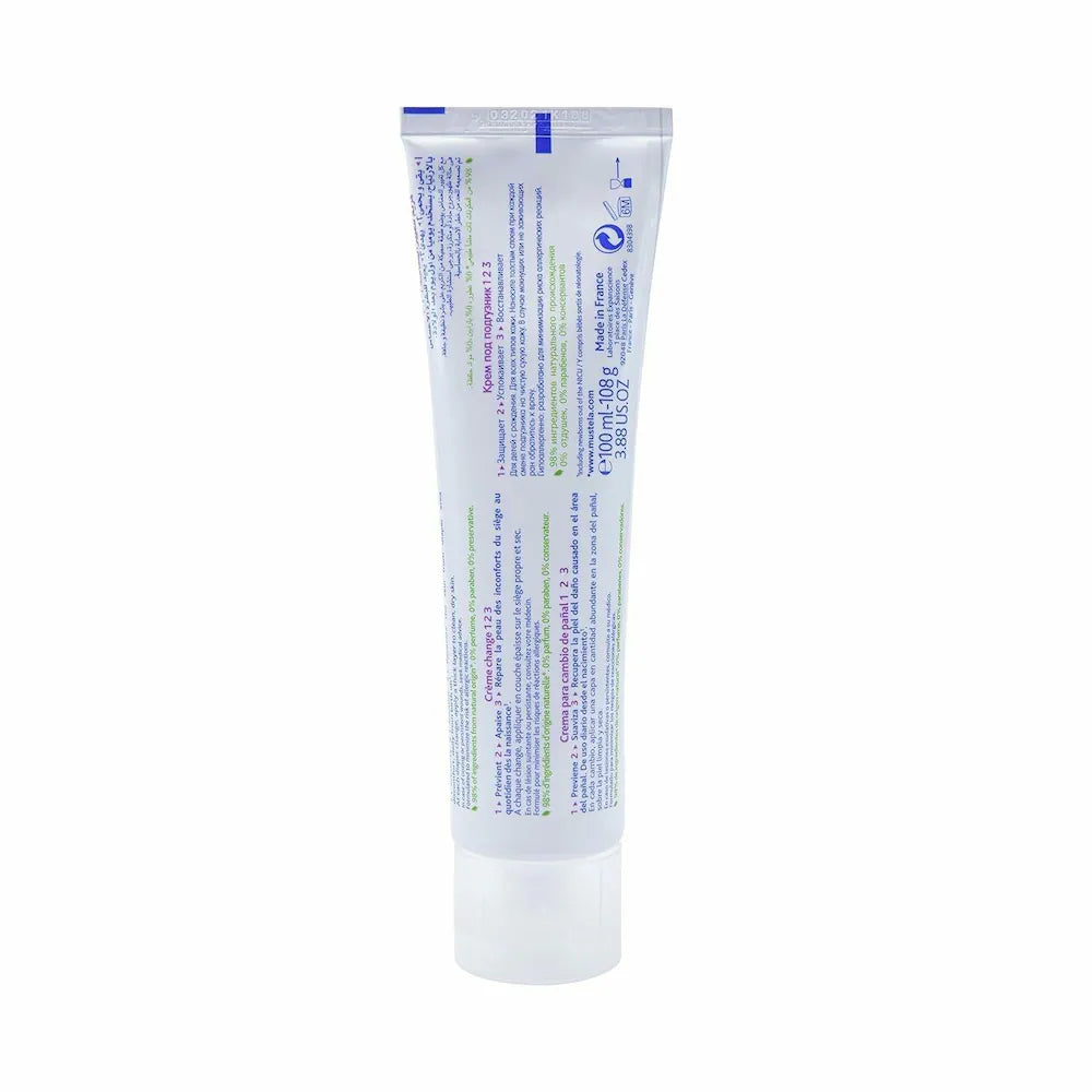 Mustela 1 2 3 Vitamin Barrier Cream – Diaper Rash Cream with Zinc Oxide & Avocado Perseose® for Baby Skin Protection, Soothing & Repairing Care | 100ml