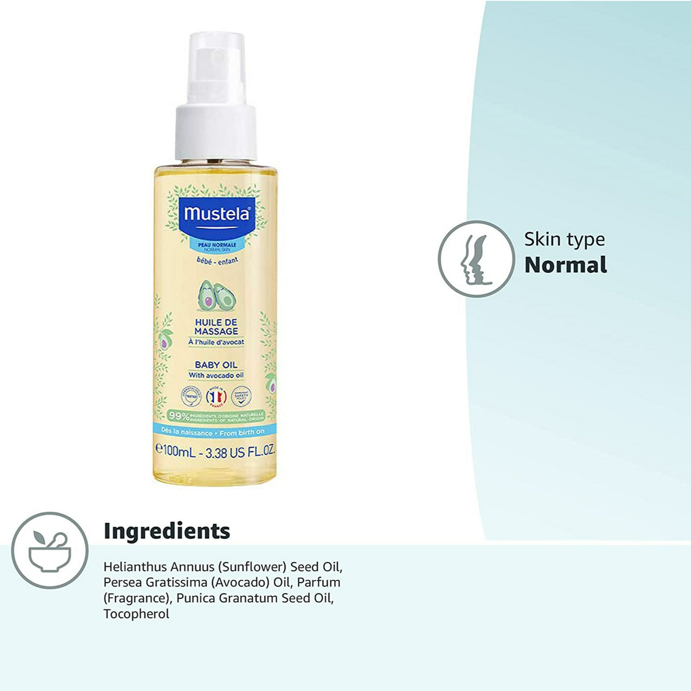 Mustela Huile De Massage Baby Oil with Avocado oil - 100ml