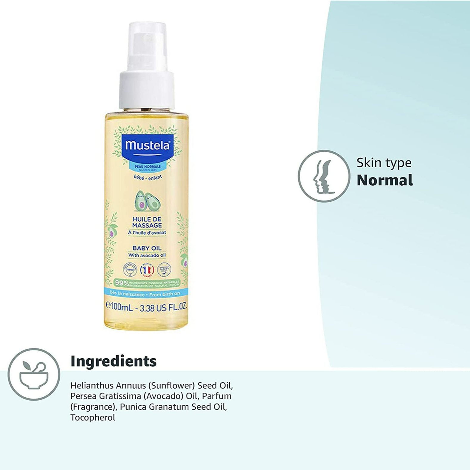 Mustela Huile De Massage Baby Oil with Avocado oil - 100ml