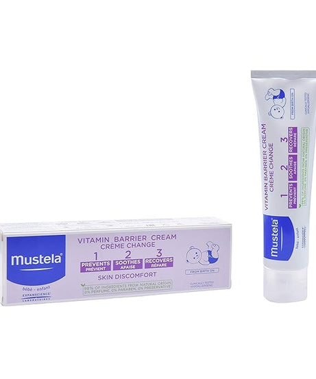 Mustela 1 2 3 Vitamin Barrier Cream – Diaper Rash Cream with Zinc Oxide & Avocado Perseose® for Baby Skin Protection, Soothing & Repairing Care | 100ml