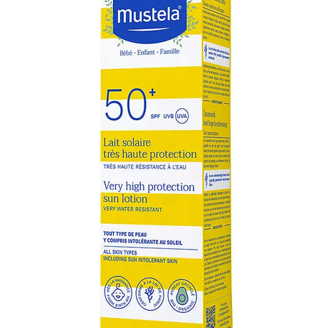 Mustela Very High Protection Sun Lotion SPF 50+ for Babies & Kids – Broad-Spectrum UVA & UVB Shield, Water & Sand Resistant | 40ml