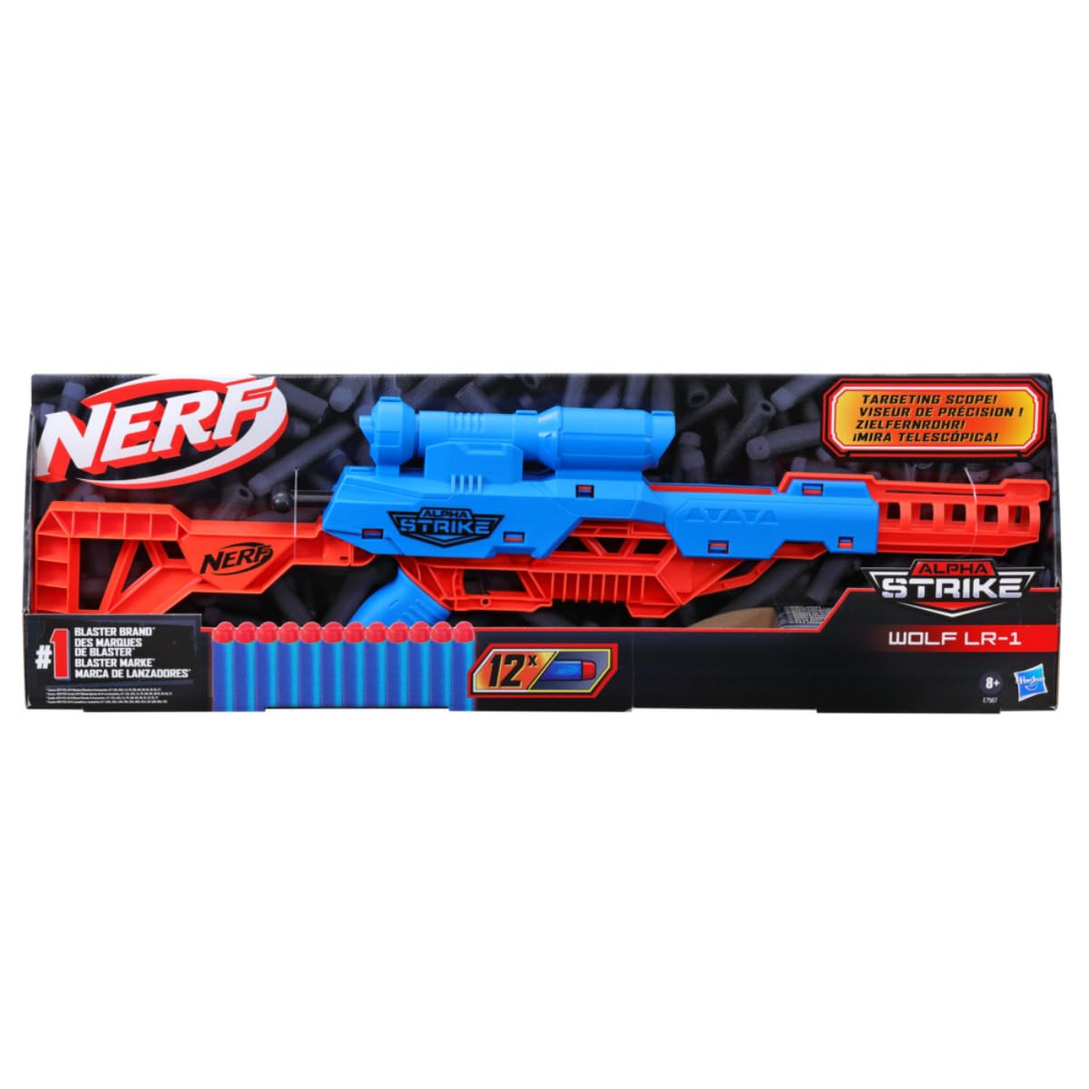 Nerf Alpha Strike Wolf LR-1 Blaster Includes Targeting Scope | 12 Nerf Darts | Perfect for Kids, Teens & Adults | Fun Gift for Boys | Birthday Gift Toy for Kids Ages 8+