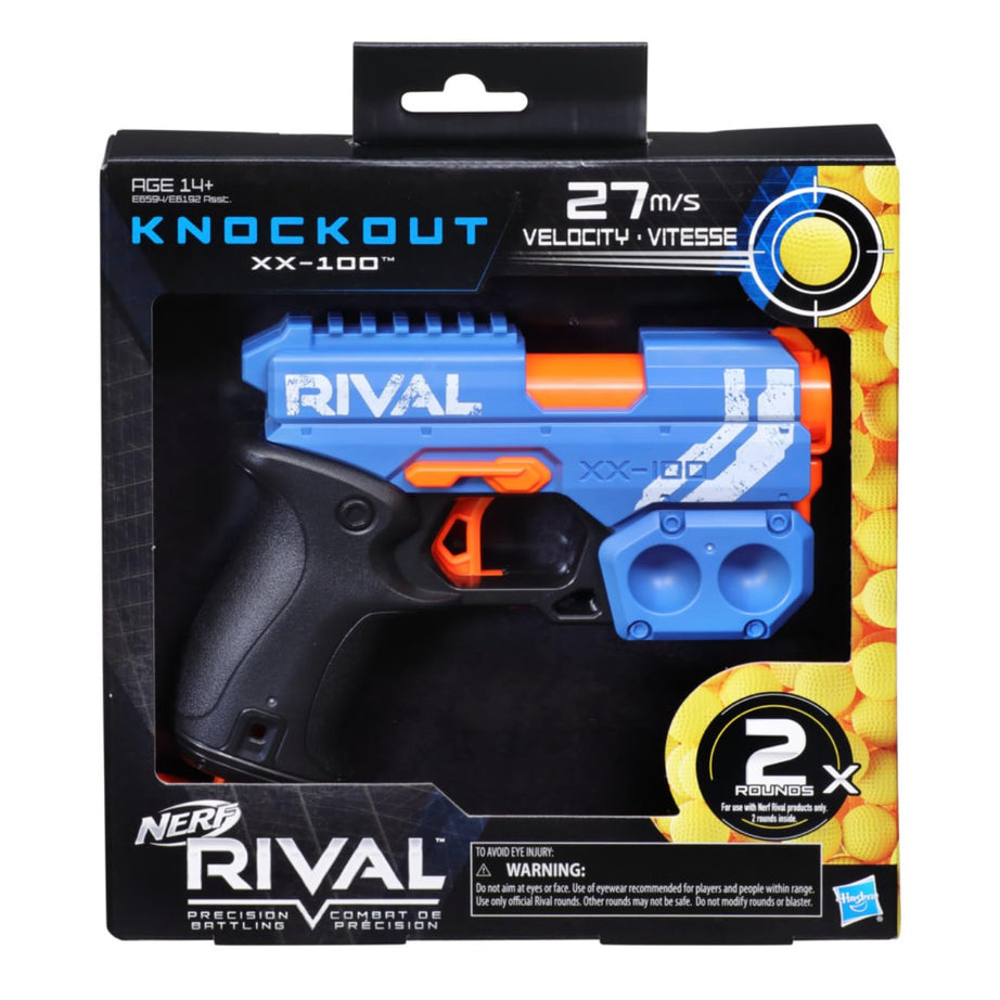 Nerf Rival Knockout XX-100 Blaster | 90 FPS Velocity, Round Storage | Includes 2 Rival Rounds | Team Blue for Ages 14+