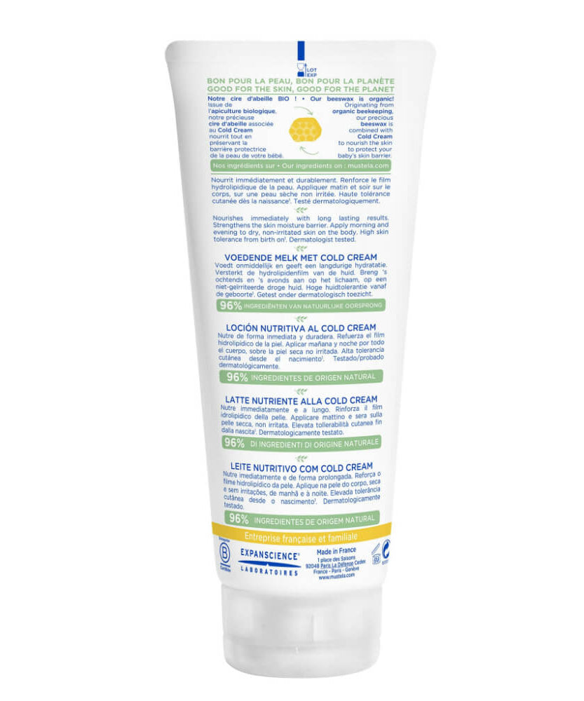 Mustela Nourishing Lotion with Cold Cream for Baby's Body - Organic Beeswax | 200ml | Made in France