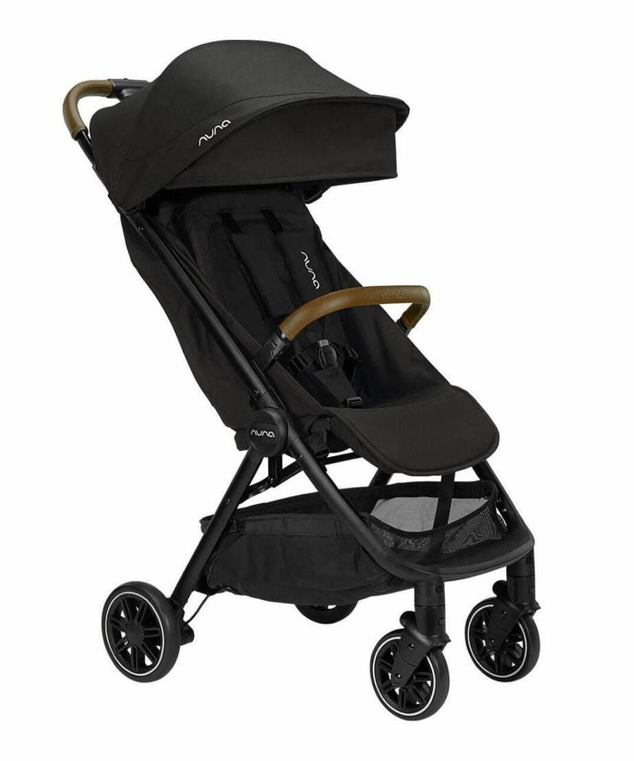 Nuna TRVL Lightweight Baby Stroller - One-Hand Self-Collapsing Fold, Compact Size Pram for 0M+ (Up to 22kg) - Caviar | Stylish and Convenient Stroller for Infants and Toddlers
