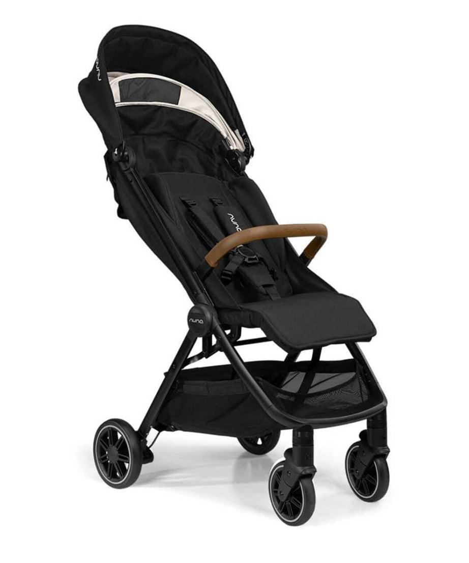 Nuna TRVL Lightweight Baby Stroller - One-Hand Self-Collapsing Fold, Compact Size Pram for 0M+ (Up to 22kg) - Caviar | Stylish and Convenient Stroller for Infants and Toddlers