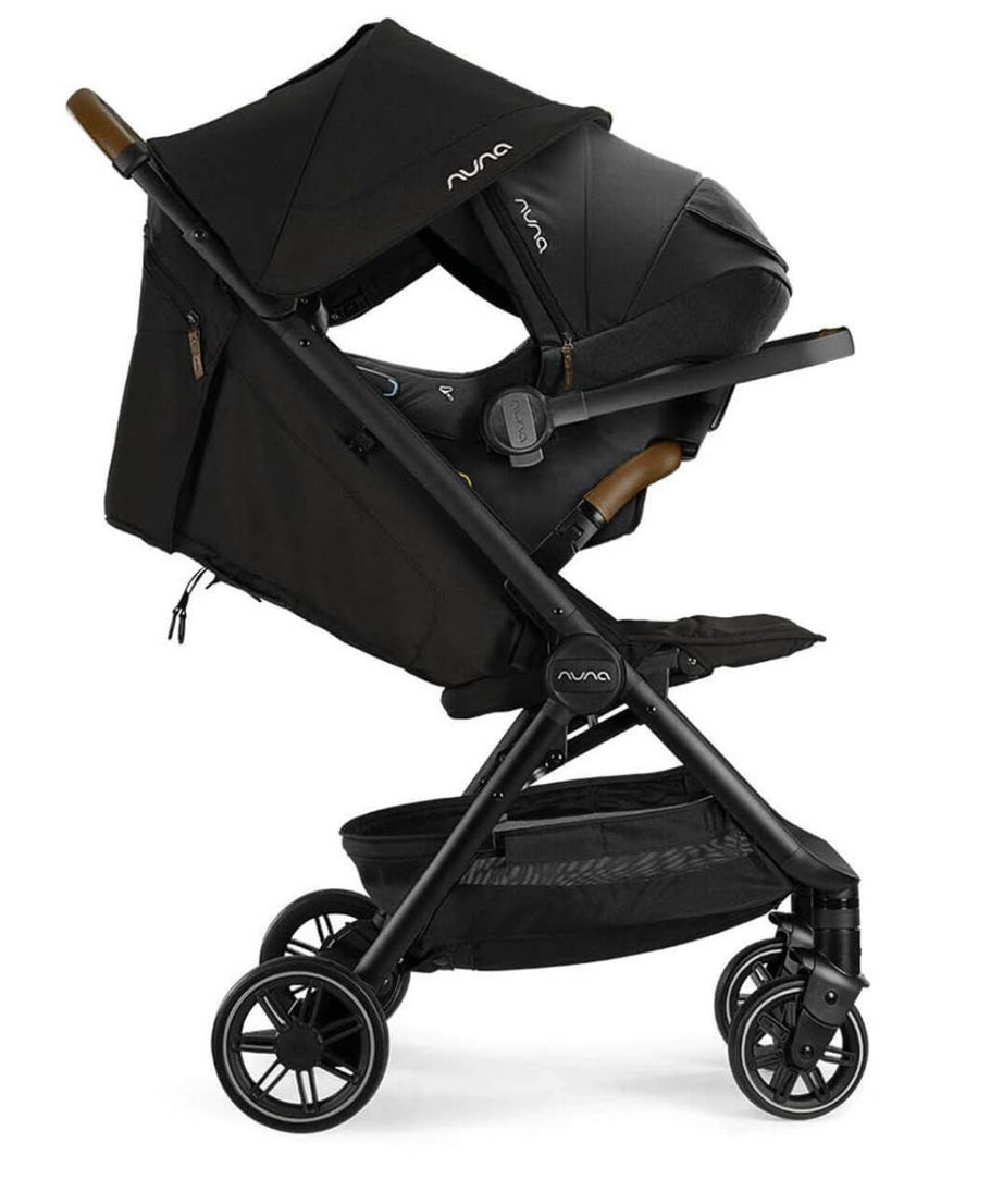 Nuna TRVL Lightweight Baby Stroller - One-Hand Self-Collapsing Fold, Compact Size Pram for 0M+ (Up to 22kg) - Caviar | Stylish and Convenient Stroller for Infants and Toddlers
