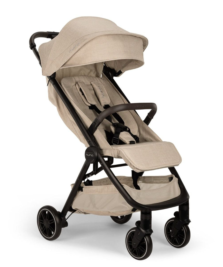 Nuna TRVL Lightweight Baby Stroller - One-Hand Self-Collapsing Fold, Compact Size Pram for 0M+ (Up to 22kg) | Biscotti - MINIMEE KIDS
