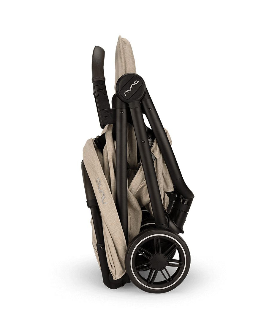 Nuna TRVL Lightweight Baby Stroller - One-Hand Self-Collapsing Fold, Compact Size Pram for 0M+ (Up to 22kg) | Biscotti - MINIMEE KIDS