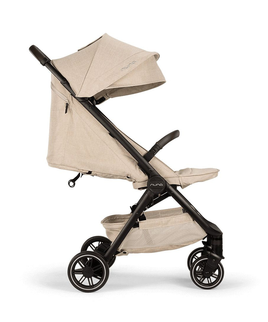 Nuna TRVL Lightweight Baby Stroller - One-Hand Self-Collapsing Fold, Compact Size Pram for 0M+ (Up to 22kg) | Biscotti - MINIMEE KIDS