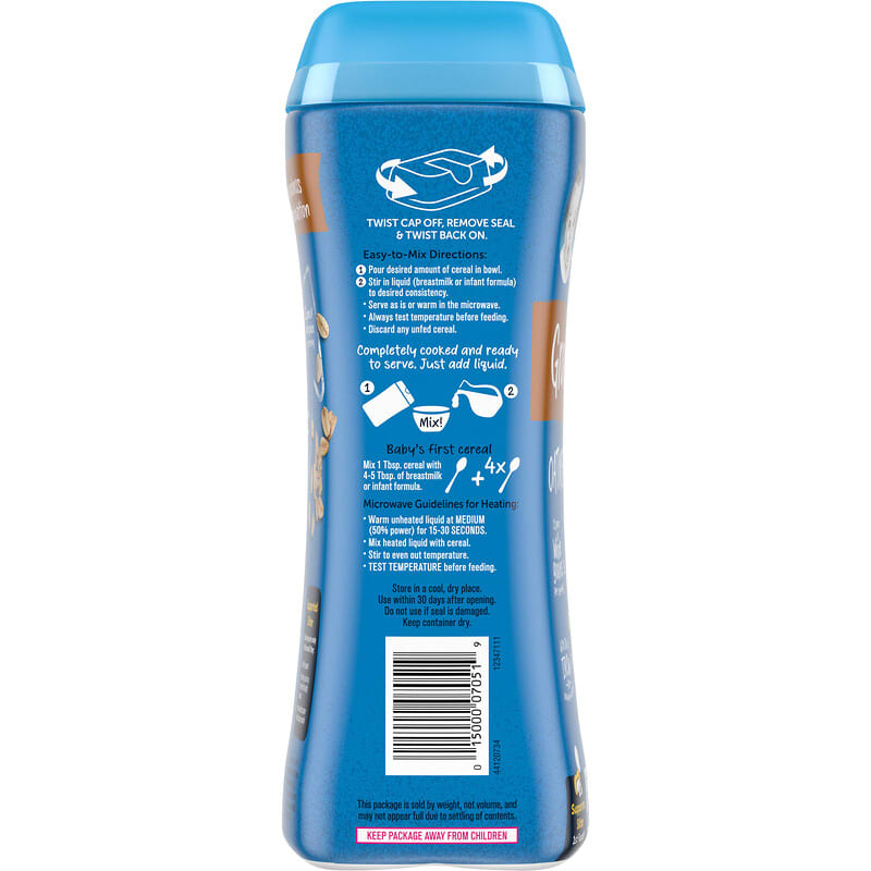 Gerber Cereal for Baby Grain & Grow Oatmeal | 1st Foods for Supported Sitters | Non-GMO Infant Cereal with Essential Nutrients for Brain & Learning Development | 454g