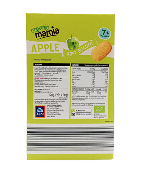 Organic Mamia Apple Soft Biscotti for 7+ Months - 120g | Pack of 6 Biscuits
