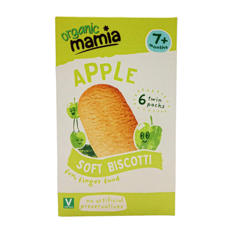 Organic Mamia Apple Soft Biscotti for 7+ Months - 120g | Pack of 6 Biscuits